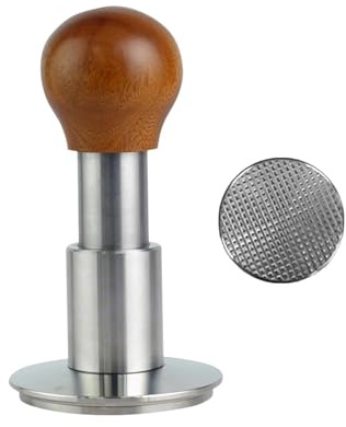 58,5 Mm The Force Tamper Aus Holz, Kaffeetamper Mit Konstantem Druck Und Kalibriertem, Federbelastetem Barista-Werkzeug(Silver Waffle base)