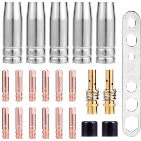 22 pezzi set parti usurate torcia MIG MAG, con ugelli, protezioni e accessori principali, compatibile con MB15AK, per riparazione, saldatura e uso industriale (22)