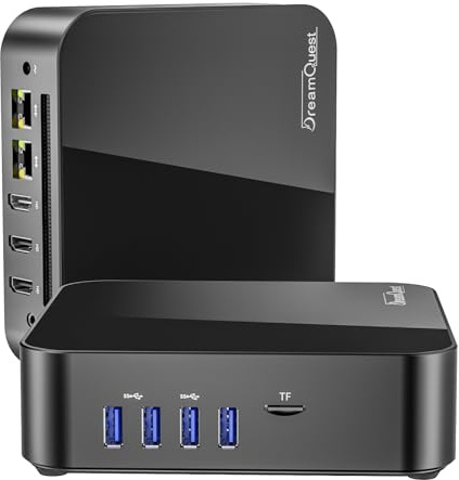 DreamQuest Mini PC Windows 11 Pro Vorgefertigte mit Intel N95 (bis zu 3.4Ghz) Barebone ohne DDR4 RAM/PCIe 3.0 SSD Micro Desktop Computer mit Type C HDMI DP Port/LAN/WiFi 5/Bluetooth5.3/USB3.2/TF Card