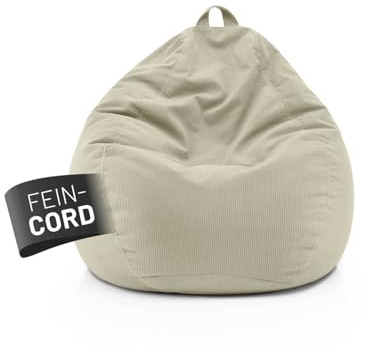 Lumaland Comfort Line Sitzsack Feincord M - 120 L | bequemer Sofa Sessel Cord – ideal zum Pouf | EPS Perlen Bean Bag mit Füllung | Indoor Sitzsessel - waschbar | Liegesack für Erwachsene & Teenager