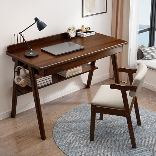 Kleiner Holz Schreibtisch Massivholzschreibtisch Computertisch Moderner Holz Studier Arbeitstisch Schreibtisch FüR HeimbüRo Vintage Kleiner Schreibtisch FüR Schlafzimmer,01,120cm