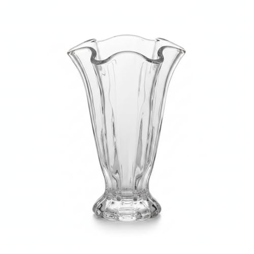 Vase en Cristal, Vase à Fleurs en Verre sur Pied nervuré Transparent-vases en Verre Transparent pour la décoration intérieure 8, 9x6, 1 Pouces en Cristal