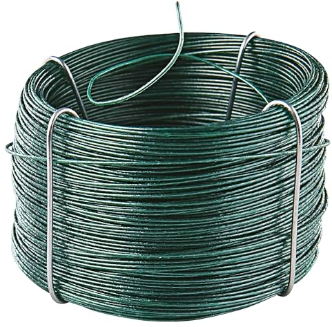 Cogex 01394 - Rollo de Alambre de Hierro plastificado (Longitud 50 m), Color Verde