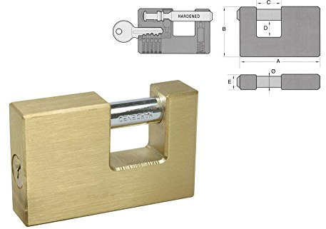 IBFM ? Cadenas haute sécurité rectangulaire laiton 65 x 43 x 16 mm de diamètre Tige gehärtet 10 mm