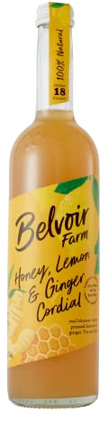 Belvoir Farm Honey Lemon & Ginger Cordial - Blossom Honey | Pressed Lemon Juice | Spicy Ginger | Traditional Family Recipe | 100% Natural Ingredients | Suitable for Vegetarians - 6 x 500ml Bottles