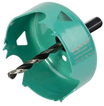 wolfcraft Sierra de corona de acero al carbono, Ø 74 mm I 5969000 I Para instalaciones eléctricas y sanitarias en madera y materiales de obra en seco