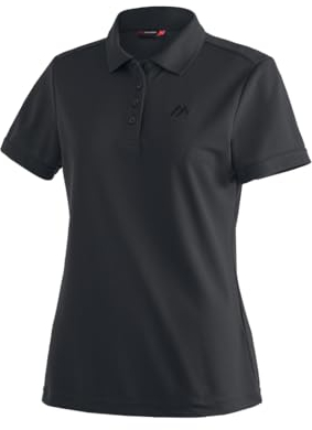 Maier Sports Ulrike, Damen Poloshirt, Leichtes Piqué-Funktionspoloshirt für Wandern und Freizeit, dryprotec Technologie, Atmungsaktiv, NFC-Chip für einfaches Recycling, Schwarz, 48