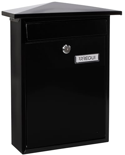 Arregui Home E5714 Individueller Briefkasten aus Stahl, Größe M (DIN A4), Schwarz