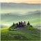 Wallario Glasbild Toskana in Italien - 50 x 50 cm Wandbilder Glas in Premium-Qualität: Brillante Farben, freischwebende Optik