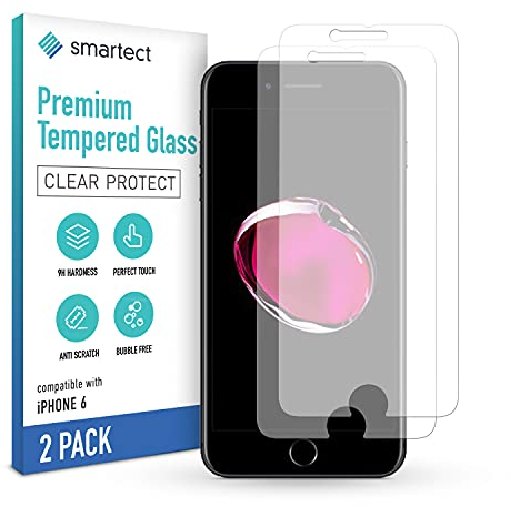 smartect Schutzglas [2 Stück, Klar] kompatibel mit Apple iPhone 6 / 6s / iPhone 7 / iPhone 8, HD Schutzfolie Anti-Kratzer, Blasenfrei, 9H Härte, 0.3 mm Ultra-klar, Ultrabeständig