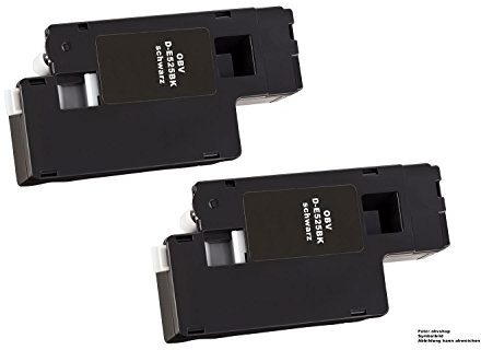 OBV Doppelpack kompatibler Toner als Ersatz für Del 593-BBLN / H3M8P für Dell E525 / E525W / E 525 W schwarz 2000 Seiten