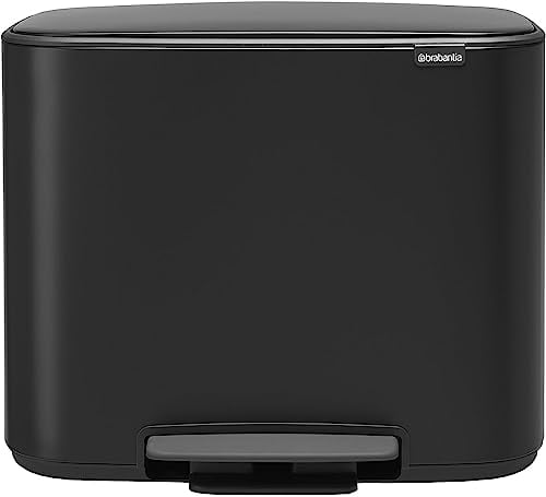 Brabantia Bo Treteimer 11 plus 23 L Abfalleimer, Metall, Matt schwarz, 54 x 36.5 x 44 cm, 1 Einheiten