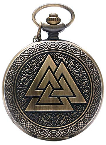 CokinkiDs Vintage Geschenk Triangle Valknut-nordischen Bronze Quarz Taschenuhr für Herren
