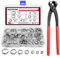 WMYCONGCONG 70 Pcs 304 Stainless Steel Single Ear Hose Clamps with Ear Clamp Pincer Kit, 7-21mm