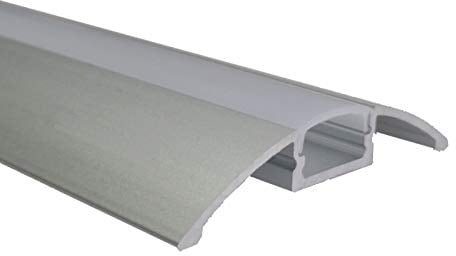 2m Alu-Leiste AUFBAU-Flach Aluminium Profil abgerundet mit opaler Abdeckung.Inkl. Zubehör. Größe B:52,3mm (Innen: 11mm) H: 8mm (2m)