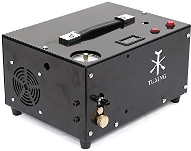 TUXING 4500Psi compressore d'aria Pcp, senza olio/acqua, sistema di scarico integrato, alimentato da 12 V CC o 220 V CA con adattatore, pompa per fucili ad aria compressa PCP/fucili ad aria compressa
