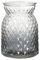 Large Lattice Waisted Vase Textured Glass Flower Vase in Smoked Charcoal or Pink 16cm by 12cm