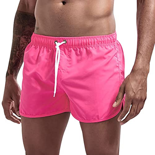 Pantaloncini Mare Uomo Corti Costume da Bagno Uomo Costumi da Bagno Short Mare Shorts Mare Costume a Pantaloncino Uomo Pantaloncini Spiaggia Surf Piscina Uomo Beach Shorts Men Taglie Forti Rosa 3XL