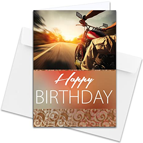 NEUSER PAPIER 1 Stück - XXL Glückwunschkarte zum Geburtstag, DIN A4 - große Geburtstagskarte - Set mit großem Umschlag DIN C4 - Motorrad Motiv