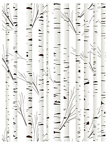Stickers muraux Stickers muraux Épluchez et Colle Papier Peint à la Main Amovible Aquarelle Noir/Blanc Bouleau Arbre Papier Peint pré-adhésif Auto-adhésif pour Chambre à Coucher Décor Mural ​Autocol