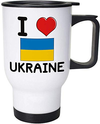 Azeeda 'I Love Ukraine' Travel Mug - 400ml (14oz) (MG00049314)