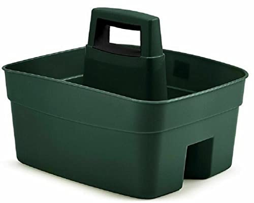 Optimal Products Plastic Garden Kitchen Caddy Tool Organiser Storage Holder With Handle Green UK
