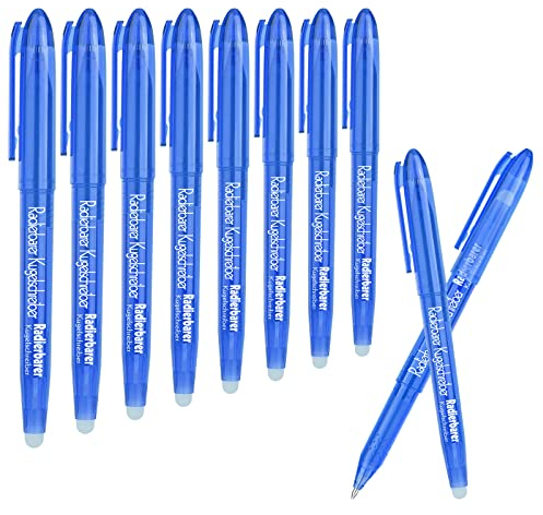 VOCIBO Radierbarer Kugelschreiber, 8 Stück Radierbarer Gelschreiber Set, Tintenroller Radierbar, 0,5 mm Radierbarer Tintenroller set, Schule Zubehör - Blau