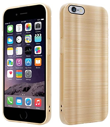 Cadorabo Hülle kompatibel mit Apple iPhone 6 Plus 6S Plus Schutzhülle TPU Silikon Case Brushed Design mit Kameraschutz Slim Kratzfest Gummi Case Hülle für iPhone 6 Plus 6S Plus in Gold