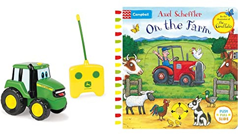 John Deere Remote Controlled Johnny Tractor, For 18 Months & 2, 3, 4+ Years Old Kids & On the Farm: A Push, Pull, Slide Book (Campbell Axel Scheffler, 8)