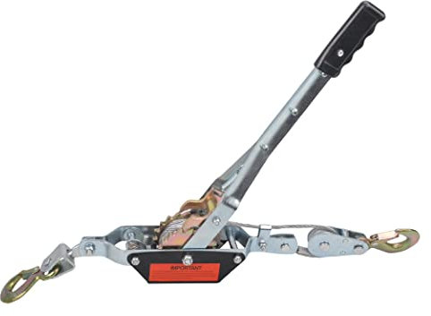 BATONECO 2 Ton Power Puller, 2 Hook Steel Cable Dual Gear Power Ratchet Come Along Winch,Heavy Duty Hand Cable Puller,4,400LBS