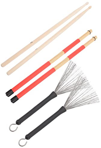 Mikinona 1 Juego Juego De Cepillos para Baquetas Cepillos De Alambre De Tambor Kit De Escobillas De Tambor Batería Electrónica Baquetas para Niños Madera Niño Pequeño Cepillo De Rodillo 5a