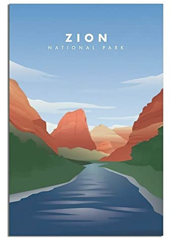 YONGCAI Zion National Park Skyline Vintage Reise Poster Leinwand Wand Zuhause Dekor Kunst Poster Gemälde Bild Druck Geschenk Poster