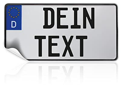 Finest Folia Kennzeichen Aufkleber Wunschtext Deko Sticker Nummernschild aus Folie personalisiert zum selbst gestalten für Auto Rutschauto Motorrad LKW Anhänger (255 x 130 mm)