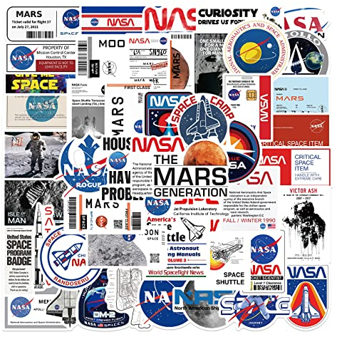 NASA-Aufkleber für Laptop (50 Stück), Geschenk für Kinder, Teenager, Erwachsene, Mädchen, Jungen, wasserdichte Aufkleber für Wasserflasche, cooler Weltraum, Astronauten, Telefon, Milch