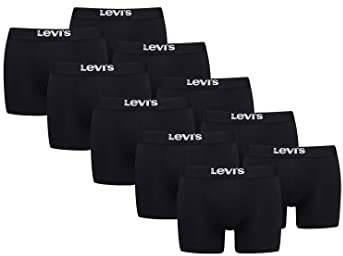 Levi's Solid Herren Boxershorts Unterwäsche aus Bio-Baumwolle im 10er Pack, Farbe:Black, Bekleidungsgröße:L