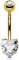 OUFER 14G Bauchnabelpiercing Titan Gold 12 mm Stablänge Herz Piercing Bauchnabel Lang Kurz CZ Edelstein Kugeln Belly Button Piercing Navel Bars 1.6mm Nabelring Frau Geschenk Schmuck