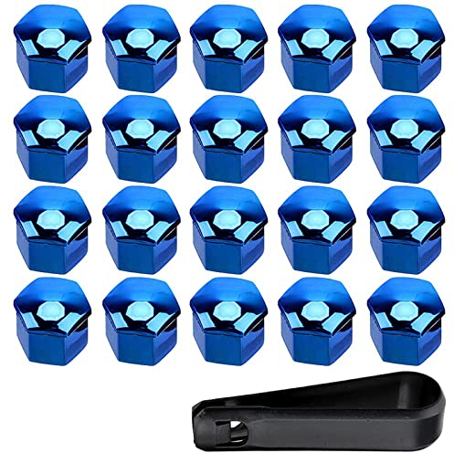für Hyundai Accent Solaris Getz Santa fe Coupe Auto Radmutterkappen, Sechskant Radmuttern Abdeckung, Radbolzen Schutz Cover, Diebstahlschutzkappe Zum Schutz Nabenschrauben,19mm-Blue