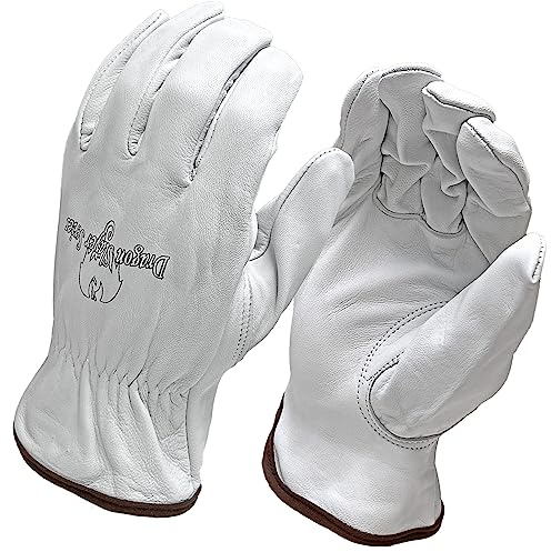 Strongarm Premium Goatskin Leather Work & Welding Gloves, Large – 1 Pair, Keystone Thumb, Elastic Wrist with Cotton Hem Cuff – Construction, Industrial, Mechanic, Warehouse, Driving & Gardening