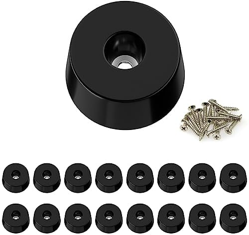 16 PCS Round Rubber Furniture Feet Pads with Screws,Table Leg Pads,Rubber Ends for Chair Legs (16, 28 x 25 x 14mm)