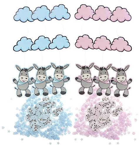 com-four® Baby-Partydeko-Set blau/rosa - Konfetti und Hängedeko für Geschlechterparty - süße Raumdeko für Babygeburtstag - Gender-Reveal (rosa/blau)