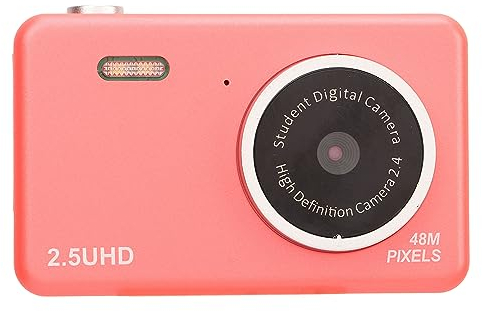 Cámara Digital de 2.5K para Fotografía, Fotos de 48mp Video 2.5KHD Zoom Digital 8X Filtros Multicolores Enfoque Automático, para Amigos Regalo Familiar (Rosa)