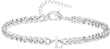 TOLOWOBK Armband Herren mit Buchstaben, Silber Edelstahl Panzerkette Armband Männer Jungen A-Z Buchstabe Armbänder für Herren Junge Einschulung Geburtstag Geschenk für Sohn Enkel Neffe Bruder