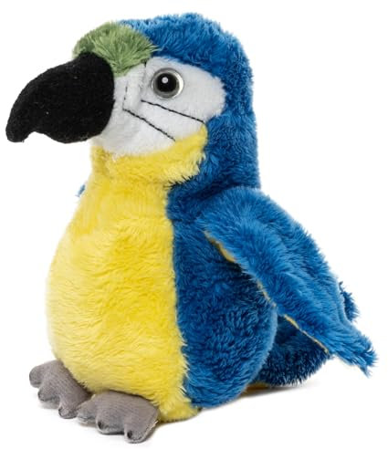 Uni-Toys - Papagei Plushie (blau) - 13 cm (Höhe) - Plüsch-Vogel - Plüschtier, Kuscheltier