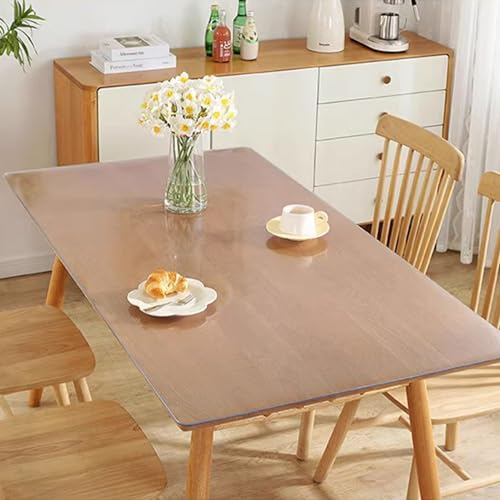 Zhaomi Klarer, Matter Tischplattenschutz, 1,0mm Dick, Klarer, Matter, Wasserfester PVC-Tischdeckenschutz, Abwischbare, Durchsichtige Kunststoff-Tischdecke (65x110cm/26x43in)