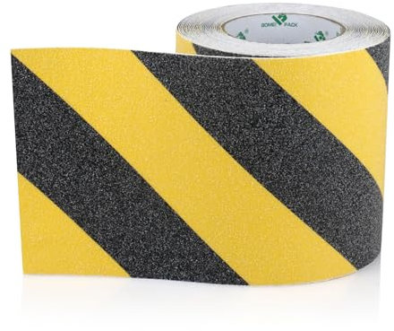 Bomei Pack Black and Yellow Anti Slip Tape Strong Traction Floor Grip Tape 100mm x 10m Safety Stair Treads Nonslip avoid from Slippings