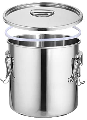 ANSNOW Stockpot with Lid 20-90L Soup Pot Stainless Steel Pail Bucket Milk Can with Sealed Lid/Silver/25 * 25Cm