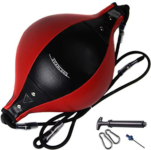 Doppelendball für das Boxtraining, Langlebige Materialien, Elastisches Seil, Universeller Speedball mit Pumpe (Rot)