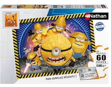 Nathan - Kinderpuzzle - 60 Teile - Die Mega Minions - Ich - Einfach Unverbesserlich 4 - Mädchen oder Junge ab 6 Jahren - Hochwertiges Puzzle - Dicker und Stabiler Karton - Abenteuer - 12001096