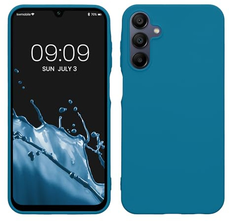kwmobile Hülle für Samsung Galaxy A15 5G TPU Case - Handyhülle unterstützt kabelloses Laden, Flexible Schutzhülle, gummiertes Cover in Karibikblau