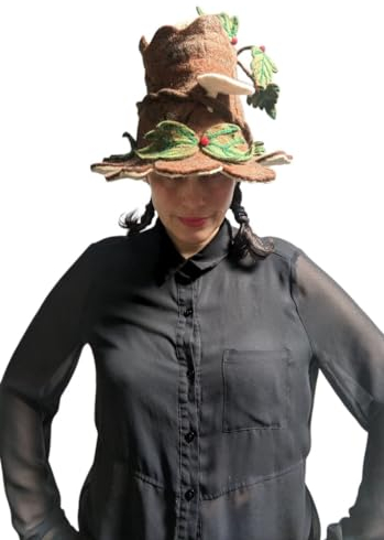 Fair-Trade, nepalesischer Filz, Alice im Wunderland, Waldkreaturen, Pixie-Mütze, Mehrfarbig/Meereswellen (Ocean Tides)